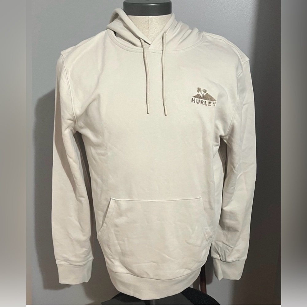 Hurley Men's Off-White Pullover Hoodie with Small Chest Logo